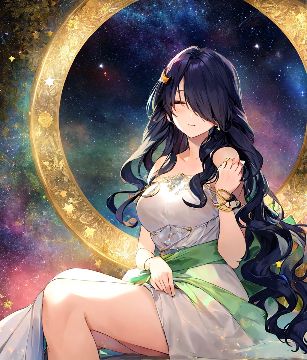 79085-856054452- hi res masterpiece a beautiful woman sitting on a crescent moon long wavy black hair hair over eyes stars magical drea.png